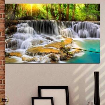 Картина пано за стена от 1 част с красив горски пейзаж с малък водопад – HD-312-1