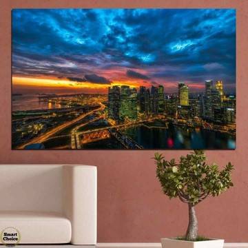 Картина пано за стена от 1 част със залез над града – HD-586-1