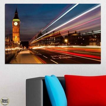 Картина пано за стена от 1 част с изглед от нощен Лондон – HD-069-1