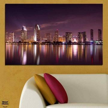 Картина пано за стена от 1 част с нощен изглед от Сан Диего – HD-330-1