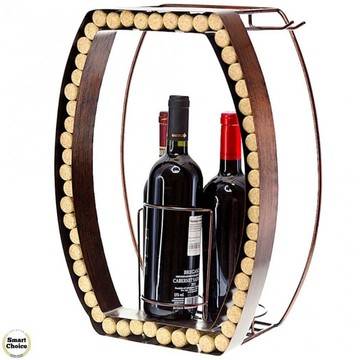 Метална поставка за три бутилки вино „Буре“ – 45 см. Модел – 81-7910