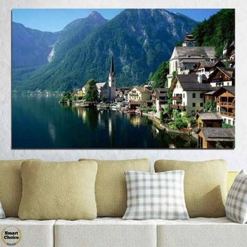 Картина пано за стена от 1 част – Изглед от малко алпийско градче – HD-391-1