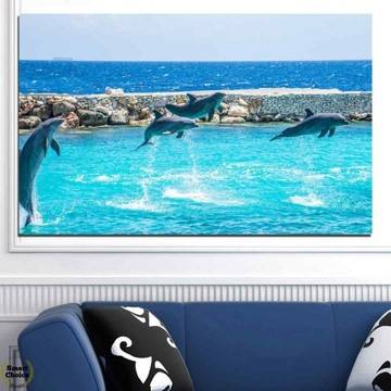 Картина пано за стена от 1 част с изображение на играещи делфини – HD-592-1