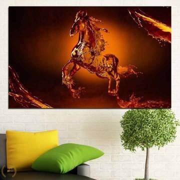 Картина пано за стена от 1 част с воден кон в оранжево – HD-355-1