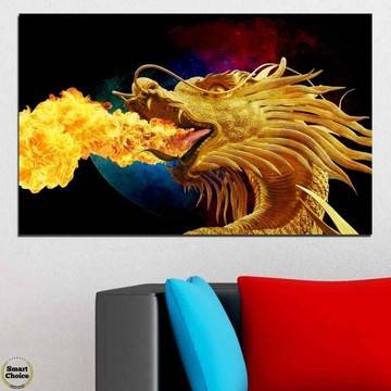 Картина пано за стена от 1 част с огнедишащ дракон – HD-640-1