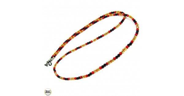 Връзка за очила от естествени камъни Оникс и Червен корал – DM-1068