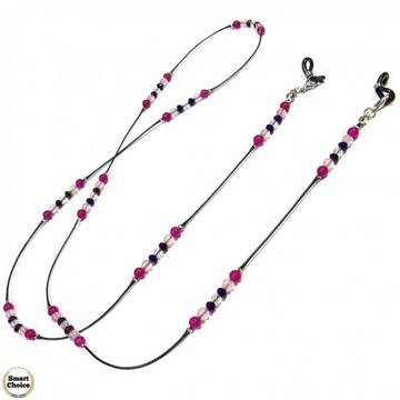 Връзка за очила от естествени камъни Ахат и Розов кварц – DM-1074