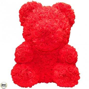 Ръчно изработено мече от рози в червено 37 см. Модел DM-9069