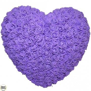Ръчно изработено сърце от рози в лилаво 32 см. Модел DM-9084
