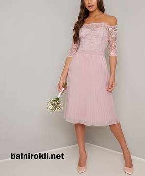 Розови Официални Рокли с Дантела 2020
