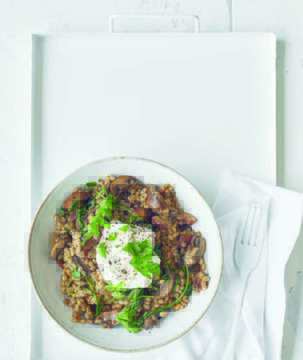 Ризото с гъби, кестени и перлен ечемик