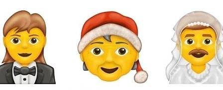 Жена с костюм, мъж в сватбена рокля и полово неутрален Дядо Коледа са сред новите емоджита (СНИМКИ)