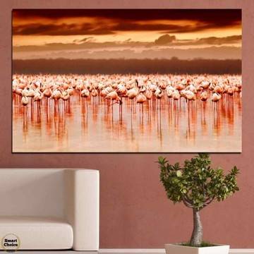 Картина пано за стена от 1 част с екзотични птици Фламинго – HD-015-1