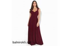 Бална Виненочервена Официална Рокля Бюстие Презрамки