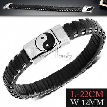 Оригинална кожена гривна с източния символ „Ин и Ян“
