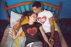 King Queen Комплект Тениски с Щампа Сърце