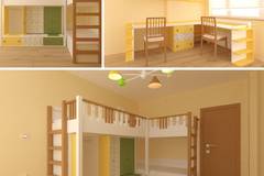 Детска стая Хриси – двуетажни легла за 3 деца