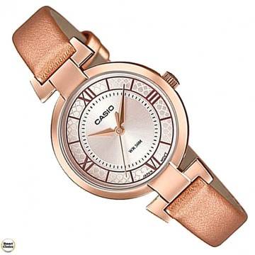 Дамски аналогов ръчен часовник Casio LTP-E403PL-9A1. Кожена каишка