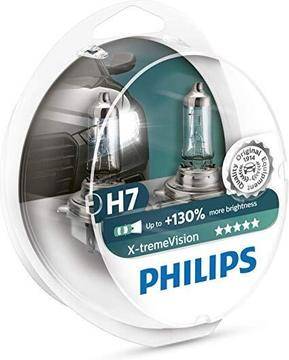 Комплект 2 халогенни крушки Philips H7 X-treme Vision, +130%, 12V, 55W