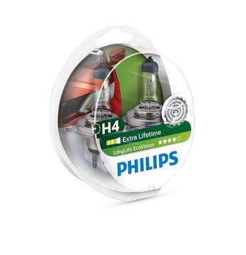 Комплект 2 халогенни крушки Philips H4 longLife EcoVision