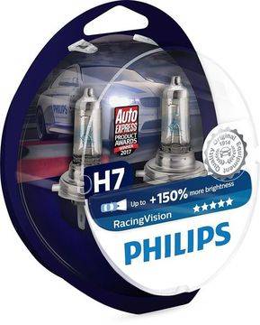 Комплект 2 халогенни крушки Philips H7 RacingVision Plus 150%