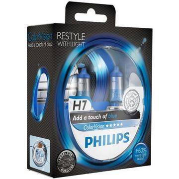 Комплект 2 халогенни крушки Philips H7 Color Vision Blue, 12V, 55W