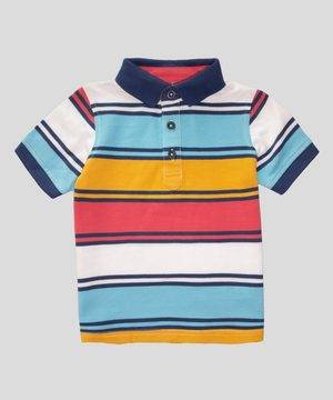 Бебешка тениска за момче с яка в цветно райе