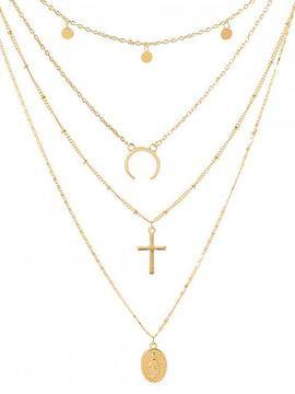 Многопластова огърлица с украса във формата на монети – злато