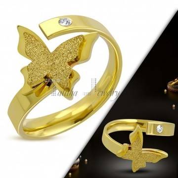 Златист дамски пръстен „Пеперуда“