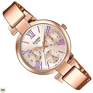 Дамски аналогов ръчен часовник Casio LTP-E404PG-9A. Стоманена верижка