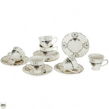 Керамичен сервиз за кафе или чай 12 части – Цветна ретро дантела – 3. Модел: 79-8726