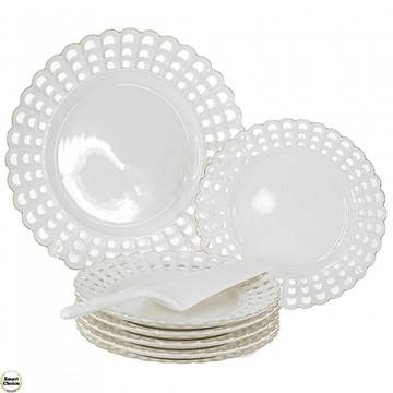 Керамичен сервиз за торта 8 части – Ретро дантела. Модел: 76-8729