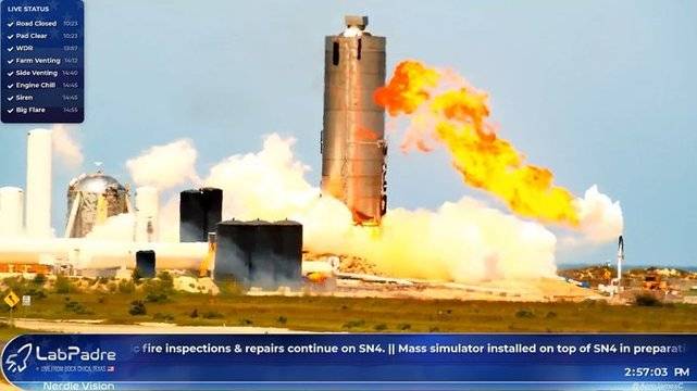 УСПЕХ: Корабът Старшип SN4 запали за четвърти пореден път ракетния си двигател!