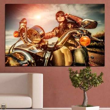 Декоративно пано за стена от 1 част с красива жена на мотор – HD-078-1