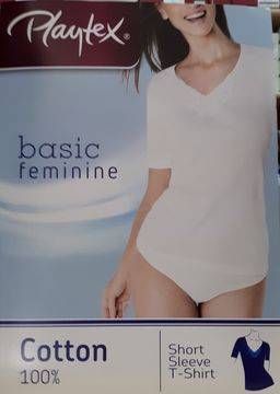 Малена – магазин за дамска памучна тениска с дантела Плейтекс Playtex дамска памучна блуза къс ръкав