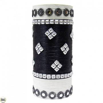 Сувенир ръчна изработка – ваза за сухи цветя „Черно и бяло“ – 18 см. DM-9089