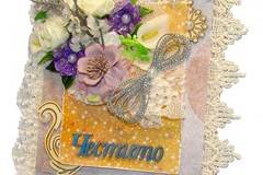 Ръчно изработена картичка „Шаби Шик“ с бели рози. Модел DM-5003