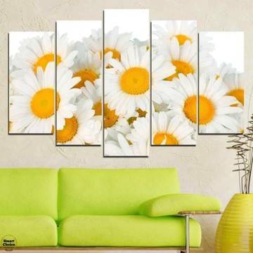 Декоративно пано за стена от 5 части – Букет бели маргаритки – HD-928