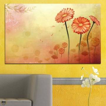 Картина пано за стена от 1 част с червени гербери – HD-281-1