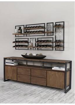 Бюфет и винен бар от дърво и метал модел SD brown код 012