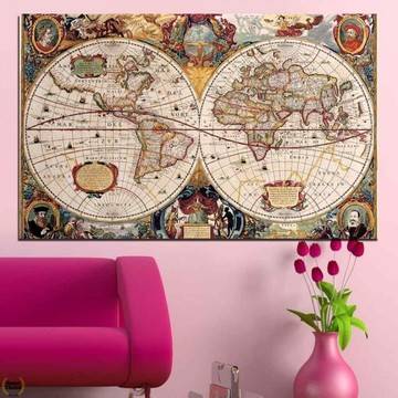 Картина пано за стена от 1 част – Средновековна карта – HD-655-1