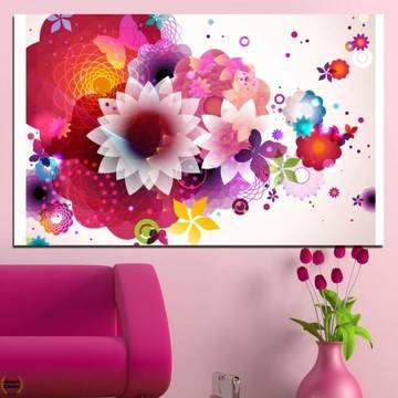Картина пано за стена от 1 част – Абстрактно изображение с цветя – HD-047-1