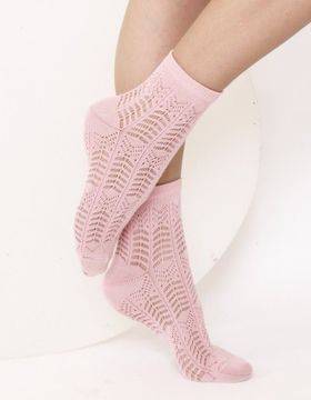 Малена – магазин за розови къси памучни чорапи над глезени Philippe Matignon Филип Матиньон луксозни фигурални чорапи