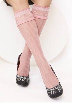 Малена – магазин за женски розови три четвърти чорапи чорапи със силикон Филип Матинон Philippe Matignon