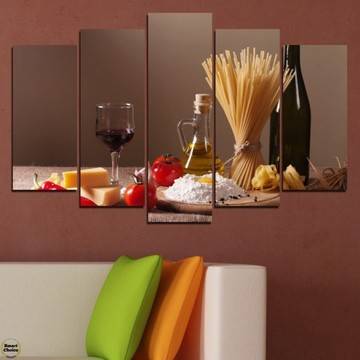Декоративно пано за стена от 5 части с кулинарен мотив – HD-081