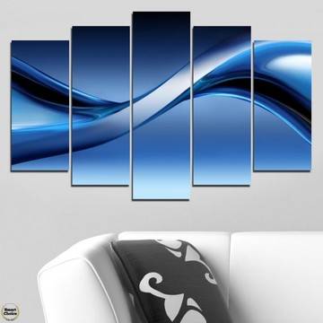 Декоративно пано за стена от 5 части – Абстракция в синьо – HD-085
