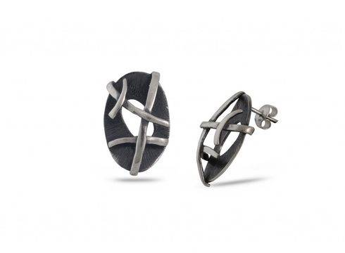 Дамски сребърни обеци 189E “Абстрактна елипса”