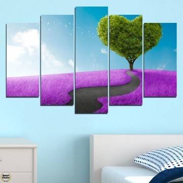 Декоративно пано за стена от 5 части – Пътека към дървото на любовта – HD-197