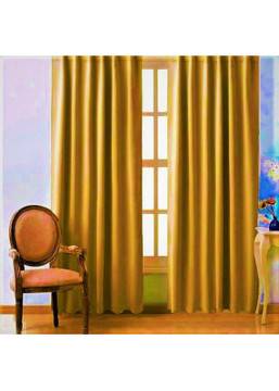 Готова плътна затъмняваща завеса от плат „Блекаут“ цвят горчица, подходяща за релса или тръбен корниз, височина 250см. и…