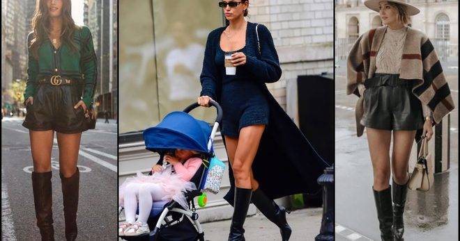 Ирина Шейк показва как да носим ботуши с къси шорти през есента